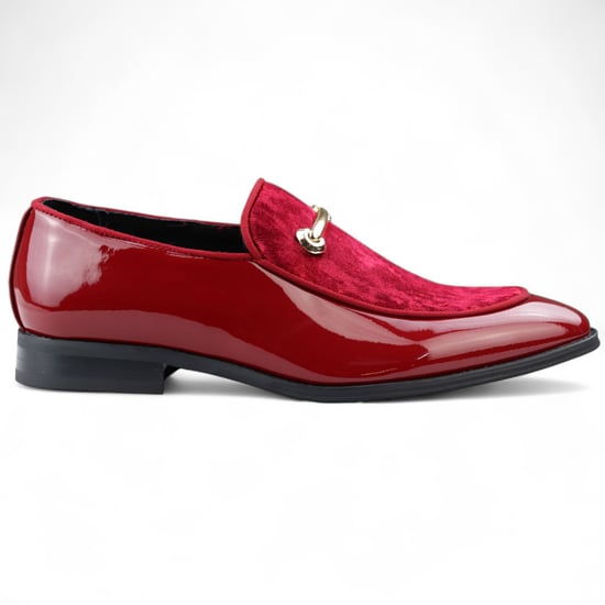 Elegante rote Slipper für Herren mit Lederfutter und Samt-Schlupfschuhen - Image 1