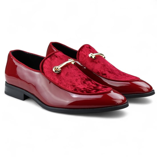 Elegante rote Slipper für Herren mit Lederfutter und Samt-Schlupfschuhen - Image 2