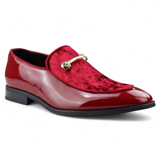 Elegante rote Slipper für Herren mit Lederfutter und Samt-Schlupfschuhen - Image 3