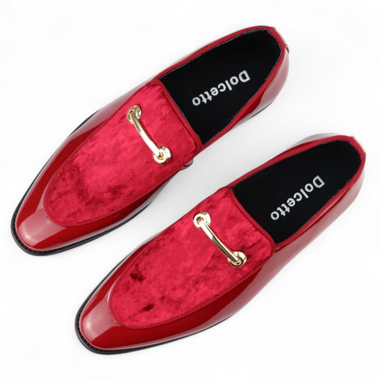 Elegante rote Slipper für Herren mit Lederfutter und Samt-Schlupfschuhen - Image 4
