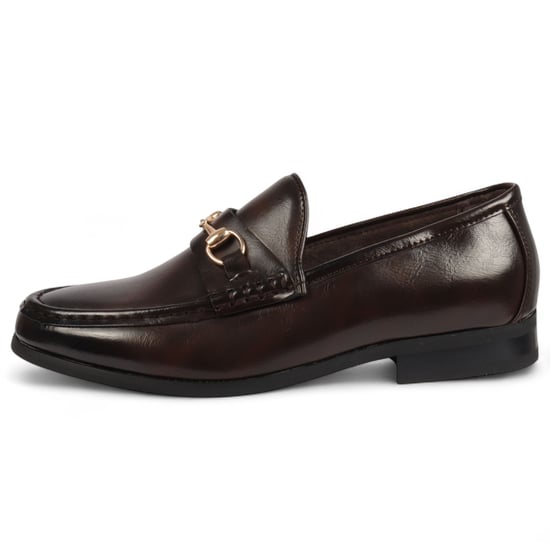 Braune Herren-Loafer mit goldener Schnalle, elegante Slipper - Image 1