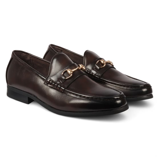 Braune Herren-Loafer mit goldener Schnalle, elegante Slipper - Image 2