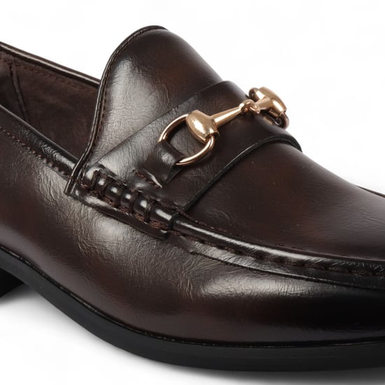 Braune Herren-Loafer mit goldener Schnalle, elegante Slipper - Image 3