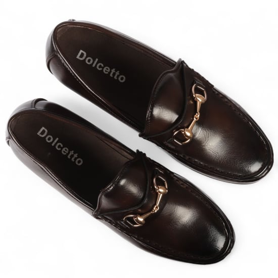 Braune Herren-Loafer mit goldener Schnalle, elegante Slipper - Image 5