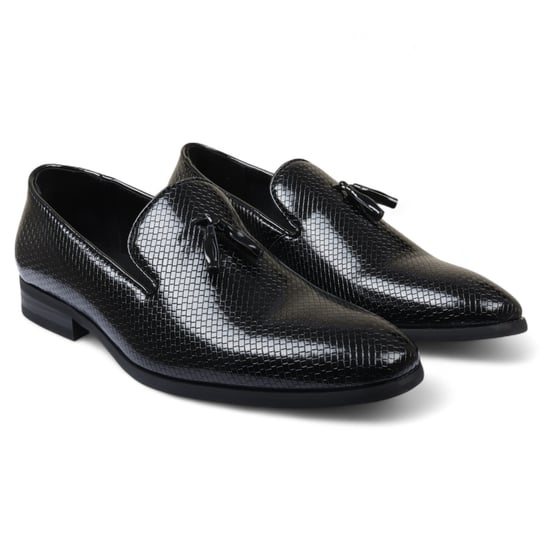 Herren Schwarze formelle Quasten-Loafer Slip-On-Lederschuhe - Image 2
