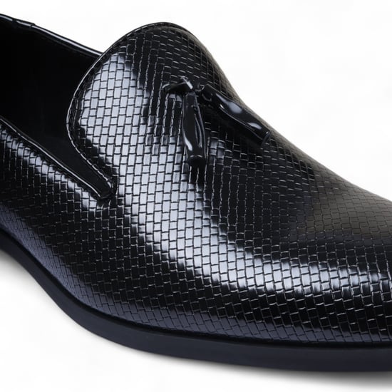 Herren Schwarze formelle Quasten-Loafer Slip-On-Lederschuhe - Image 4