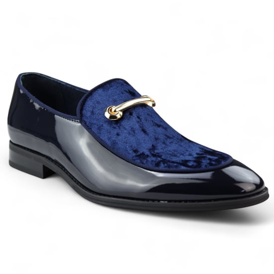 Elegante blaue Slipper für Herren mit Lederfutter und Samt-Schlupfschuhen - Image 3