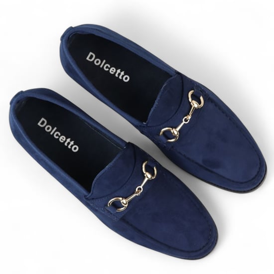 Herren-Mokassins aus Wildleder mit Lederfutter in Marineblau - Image 4