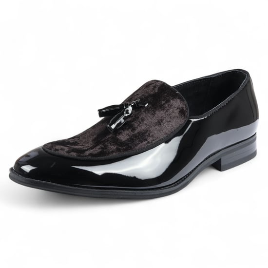 Herren Loafer aus schwarzem Samt mit Quaste, formelle Lackschuhe - Image 3