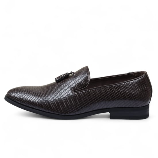 Herren Braune formelle Loafer mit Quaste, Slip-On-Lederschuhe - Image 1