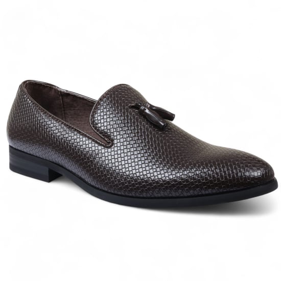 Herren Braune formelle Loafer mit Quaste, Slip-On-Lederschuhe - Image 3