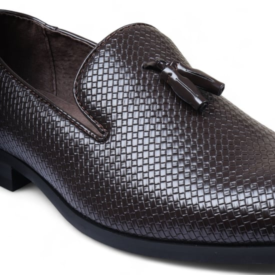 Herren Braune formelle Loafer mit Quaste, Slip-On-Lederschuhe - Image 4