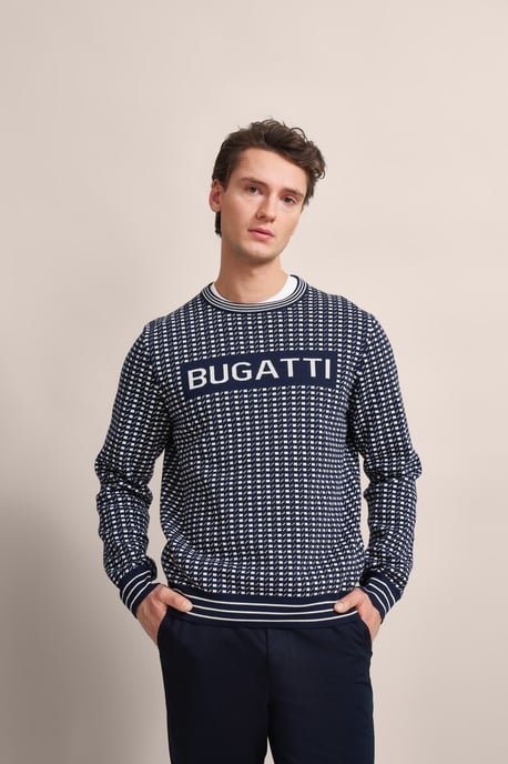 Bugatti Herren Rundhalspullover mit präsentem Logo-Print - Image 4