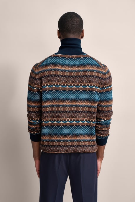 Bugatti Herren Rollkragenpullover mit Multicolor-Muster - Image 2