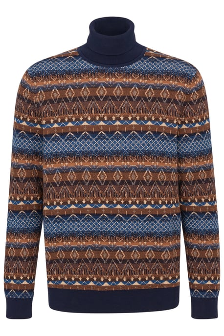 Bugatti Herren Rollkragenpullover mit Multicolor-Muster - Image 3