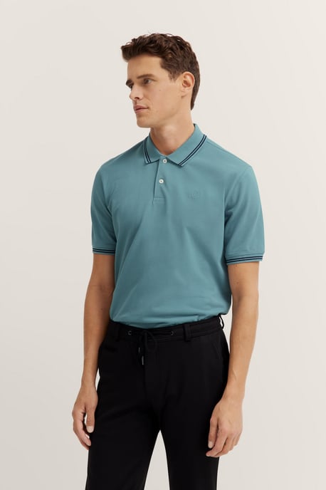 Bugatti Herren Polo mit Kontraststreifen und Bruststickerei - Image 1