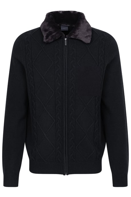Bugatti Herren Strickjacke mit unechtem Fellkragen - Image 3