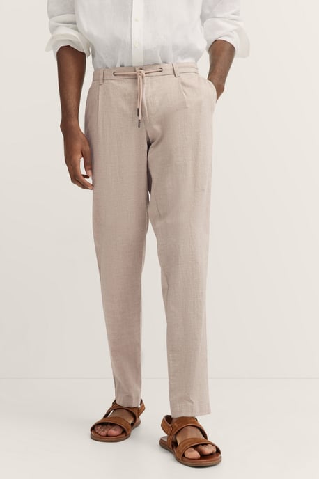 Bugatti Herren Bundfaltenhose mit Baumwoll-Leinen-Mix - Image 1
