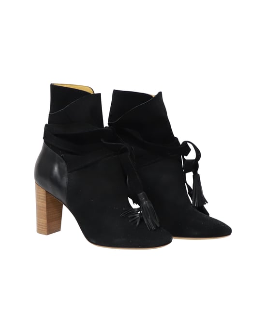 Ba&Sh – Stiefeletten mit Blockabsatz aus schwarzem Wildleder - Image 3