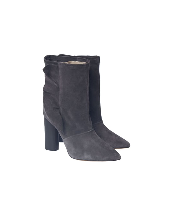 Iro – Stiefeletten mit Rüschenbesatz aus grauem Wildleder - Image 3