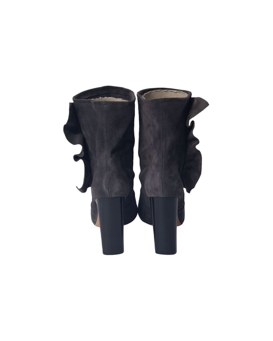 Iro – Stiefeletten mit Rüschenbesatz aus grauem Wildleder - Image 4