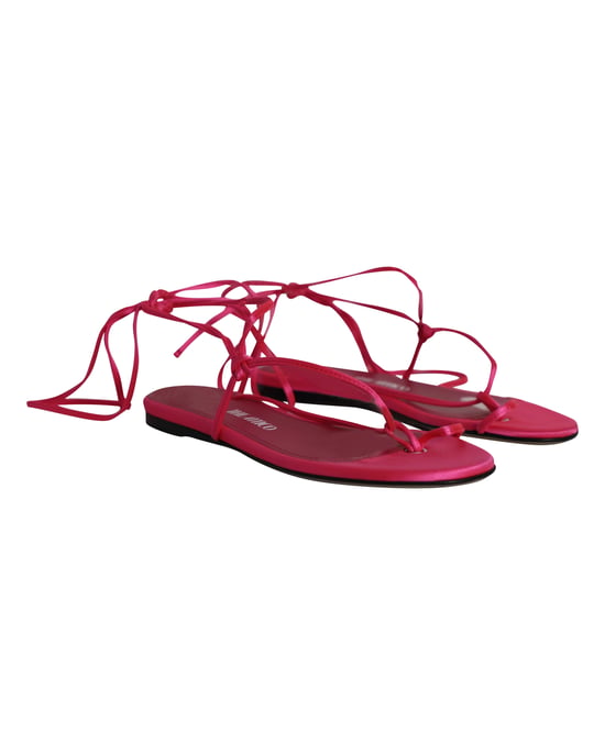 The Attico – Kika – Zehentrenner-Sandalen zum Schnüren aus rosa Satin - Image 2