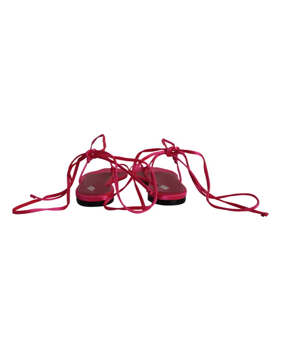 The Attico – Kika – Zehentrenner-Sandalen zum Schnüren aus rosa Satin - Image 3