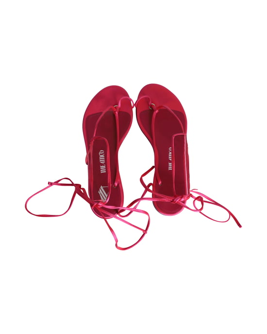 The Attico – Kika – Zehentrenner-Sandalen zum Schnüren aus rosa Satin - Image 5