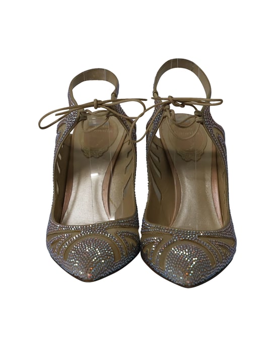 Rene Caovilla – Absatzschuhe mit Swarovski-Verzierung aus silbernem Netz - Image 2