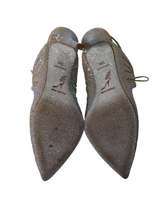 Rene Caovilla – Absatzschuhe mit Swarovski-Verzierung aus silbernem Netz - Image 5
