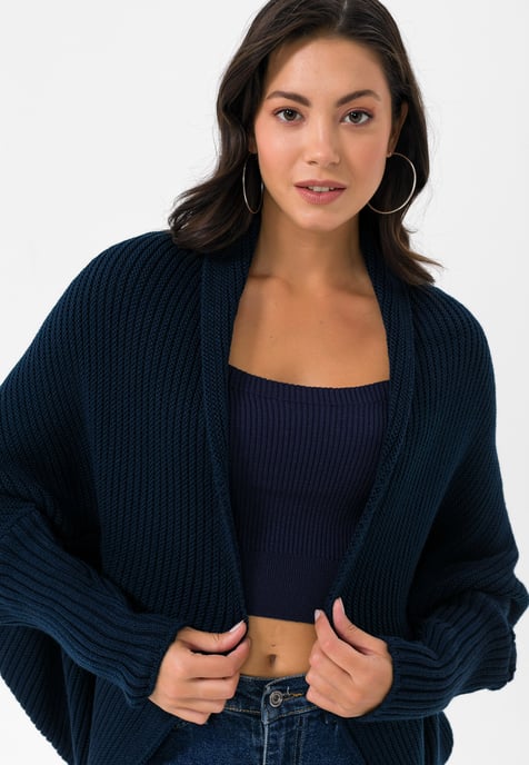 Strickjacke Langärmelige Strickjacke Aus Wollmischung Mit Fledermausärmeln - Image 3