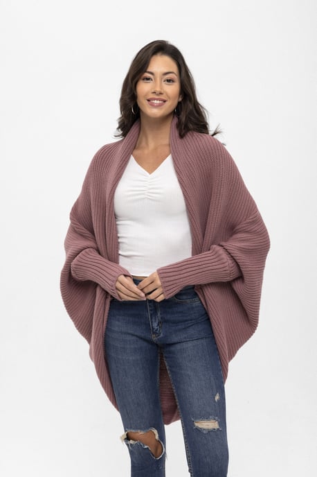 Strickjacke Langärmelige Strickjacke Aus Wollmischung Mit Fledermausärmeln - Image 1