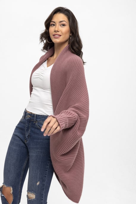 Strickjacke Langärmelige Strickjacke Aus Wollmischung Mit Fledermausärmeln - Image 3