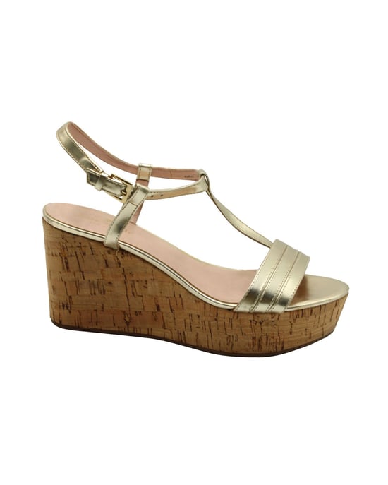 Sandalen mit Keilabsatz in Metallic-Gold - Image 1