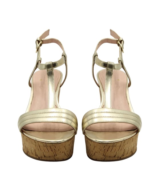 Sandalen mit Keilabsatz in Metallic-Gold - Image 3