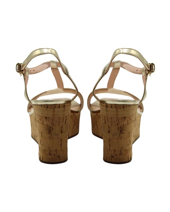 Sandalen mit Keilabsatz in Metallic-Gold - Image 4