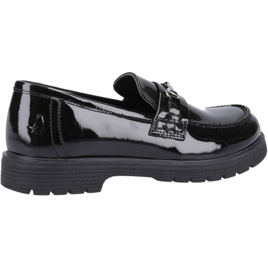 Hush Puppies Lydia Patent Senior Mädchenschwarze Slipper Aus Leder - Image 2