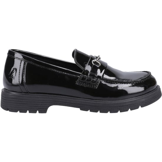 Hush Puppies Lydia Patent Senior Mädchenschwarze Slipper Aus Leder - Image 5