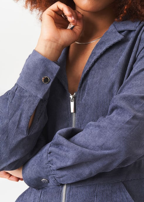 Blauer Jumpsuit mit langen Ärmeln und Reißverschluss vorne - Image 2