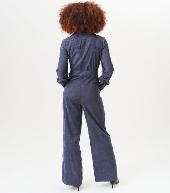 Blauer Jumpsuit mit langen Ärmeln und Reißverschluss vorne - Image 4