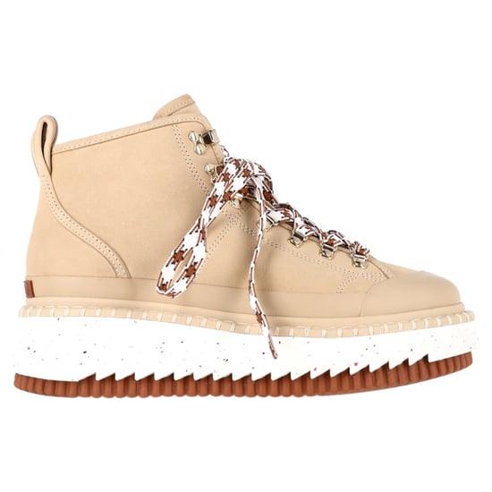Chloé Lilli Nubuk-Plateau-Stiefeletten aus beigem Lammfell - Image 1