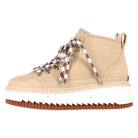 Chloé Lilli Nubuk-Plateau-Stiefeletten aus beigem Lammfell - Image 4