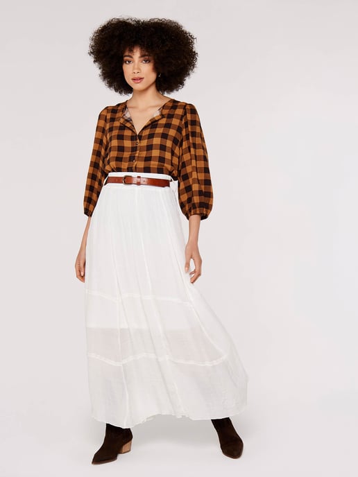 Apricot Bluse mit Ballonärmeln im Gingham-Karo - Image 2