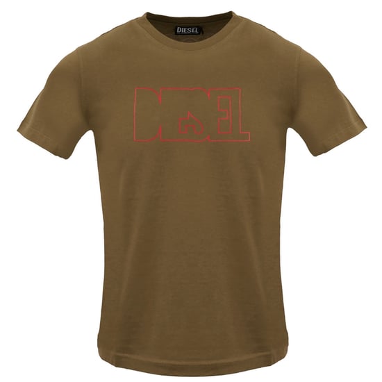Diesel - T-shirt Mit Logo In Braun Mit Kaffeelikör-print - Image 1