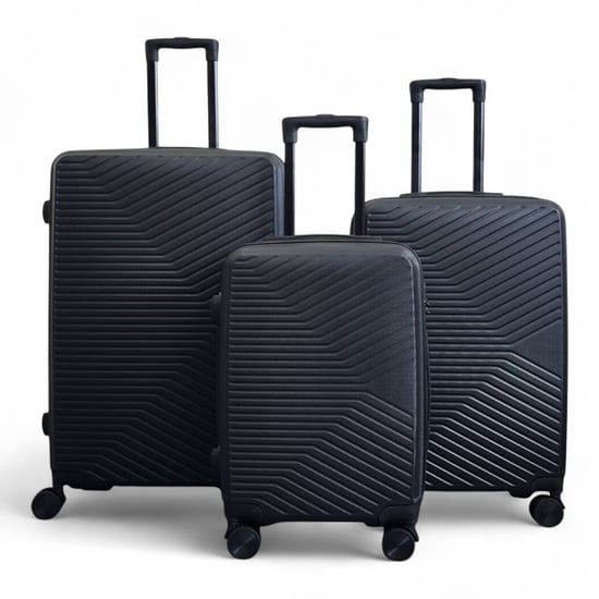 Hartschalenkoffer Schwarz Robustes 8-Rad-Gepäck Kabinenkoffer-Taschenset - Image 1