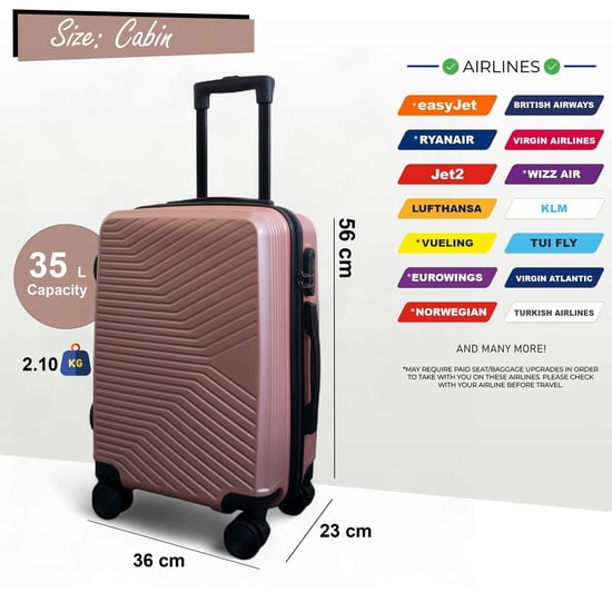 Hartschalen-Handgepäckkoffer in Roségold, 48 x 37 x 20 cm, geeignet für Easyjet, Ryanair - Image 3