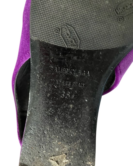 Balenciaga „BB Knife“ Slingback-Ballerinas aus lila Samt - Image 6