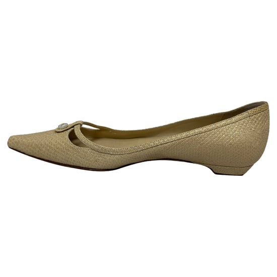 Jimmy Choo Verzierte Glitzer-Balletschuhe aus goldfarbenem Leder - Image 4