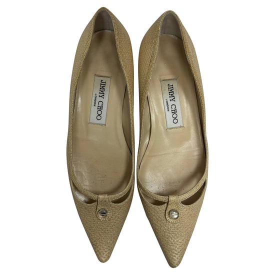 Jimmy Choo Verzierte Glitzer-Balletschuhe aus goldfarbenem Leder - Image 6