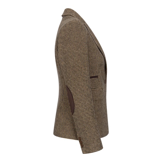 Maßgeschneiderter Damenblazer aus Wollmischung mit Hahnentrittmuster in Braun - Image 5